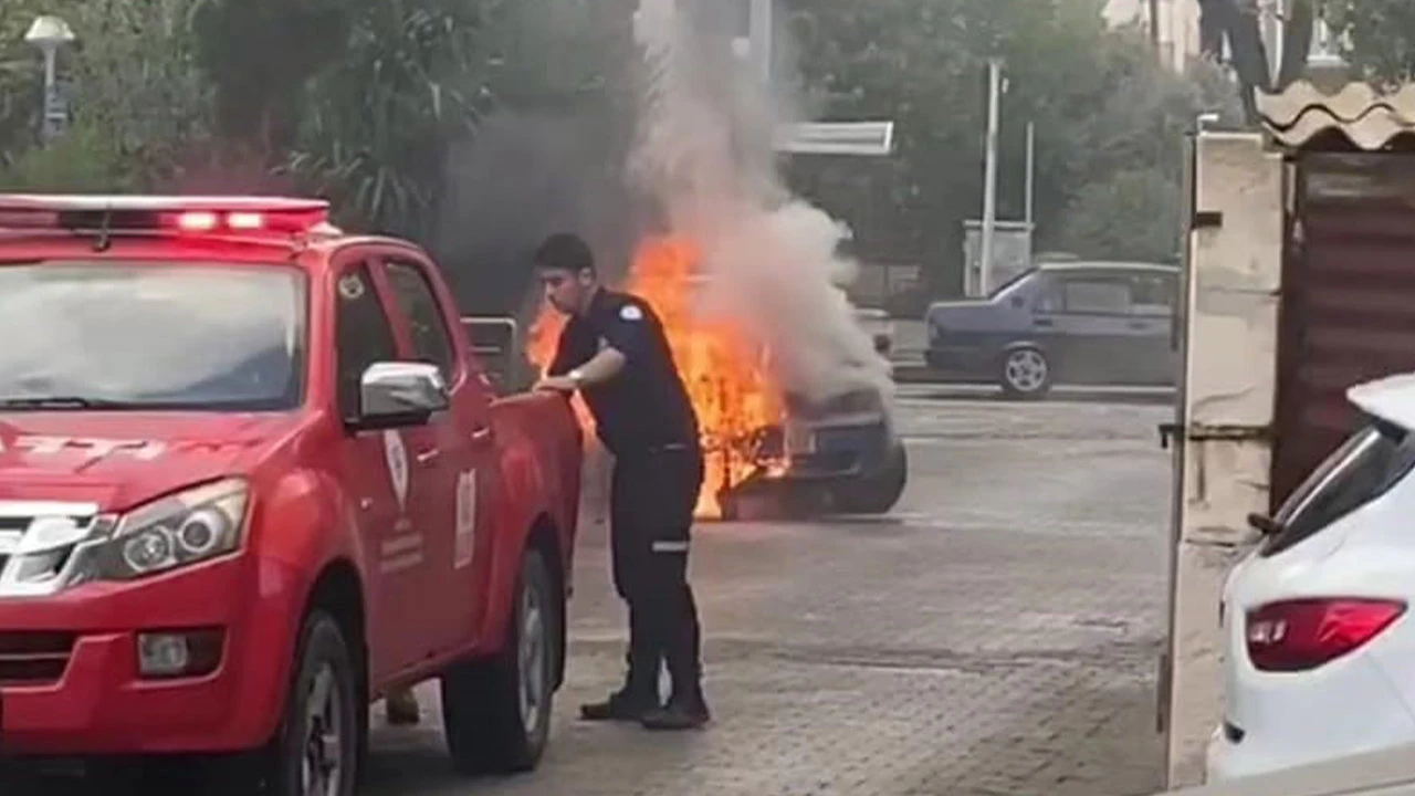 Muğla'da otomobil alev topuna döndü