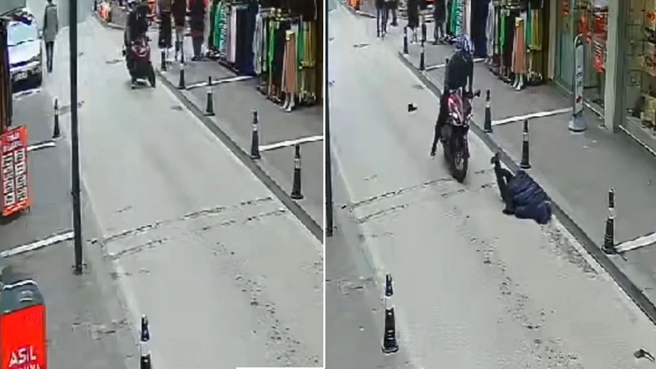 Motosikletli çocuk karşıdan karşıya geçmeye çalışan yayaya çarptı