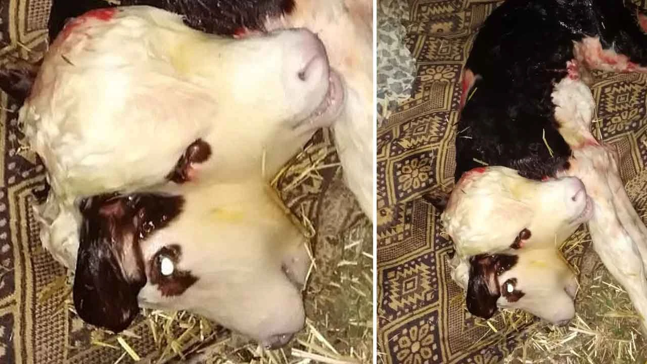 Çift başlı doğan buzağı görenleri korkuttu