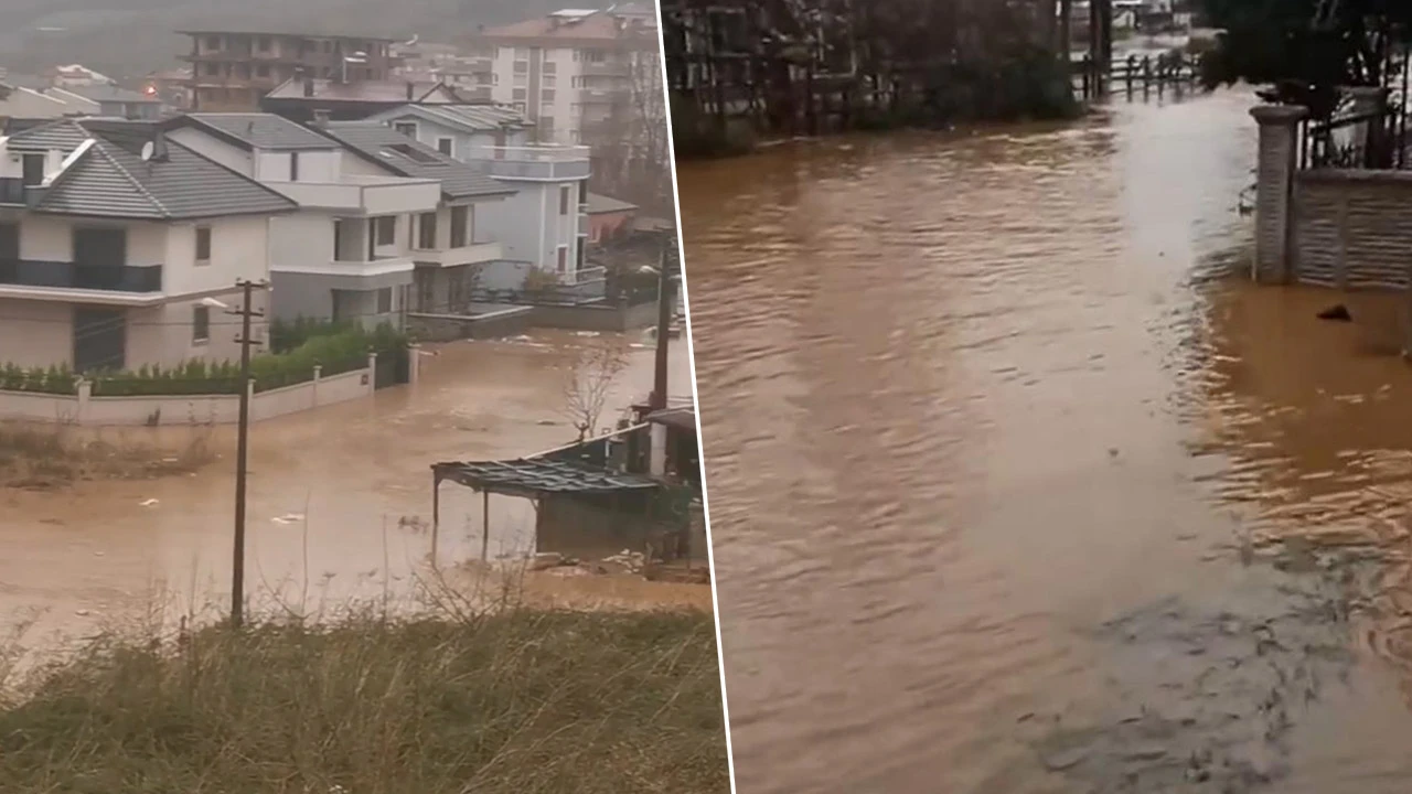 Yalova’da dere taştı, evleri su bastı