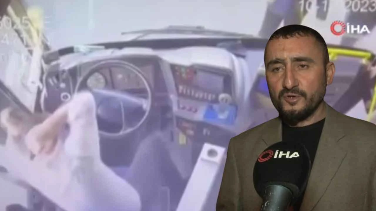 Otobüs şoförüne "Eğri mi gider doğru mu gider?" dayağı Akıl almaz anlar görüntülendi