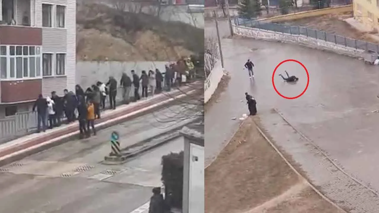 Kastamonu'da buz pistine dönen yolda adeta dans ettiler
