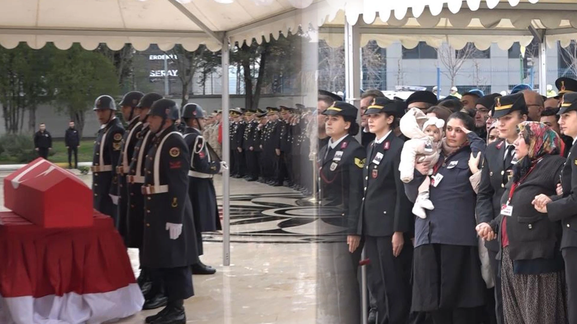 Yürek yakan görüntü: Şehidin 8 aylık bebeği, Türk bayrağına sarılı tabuta bakakaldı