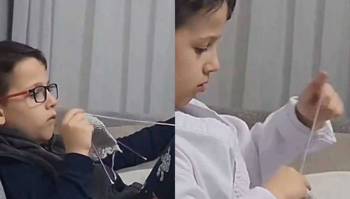 İki ters bir düz! Örgüye merak salan sevimli ufaklık izlenme rekoru kırdı