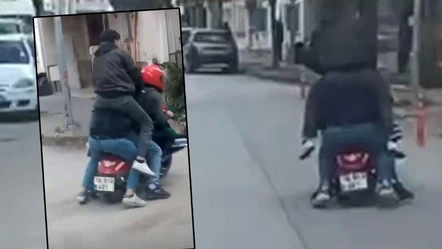 Bursa'da şoke eden görüntü! Motosiklete sığmayınca arkadaşının omzuna çıktı - Yaşam