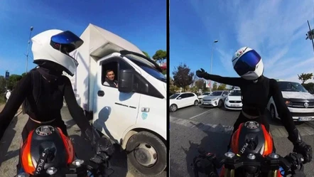 Sırtına yazdığı yazıyla trafikte dolaştı! Motosikletli genç kızı gören kornaya bastı - Gündem