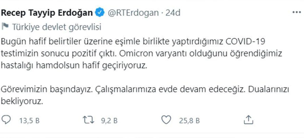 Koronavirüs olduğunu açıklayan Cumhurbaşkanı Recep Tayyip Erdoğan'ın sağlık durumu nasıl? Son durum