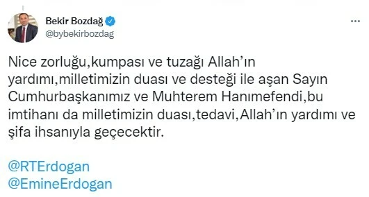 Adalet Bakanı Bozdağ'dan Erdoğan'ın rahatsızlığıyla ilgili çirkin paylaşımlara sert tepki