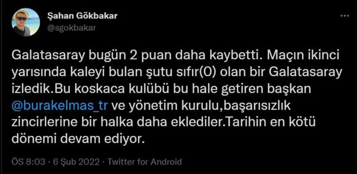 Şahan Gökbakar'dan Burak Elmas'a bir tepki daha: Tarihin en kötü dönemi