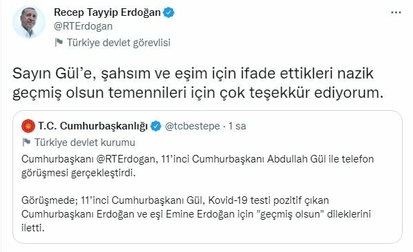 Cumhurbaşkanı Erdoğan Abdullah Gül ile görüştü