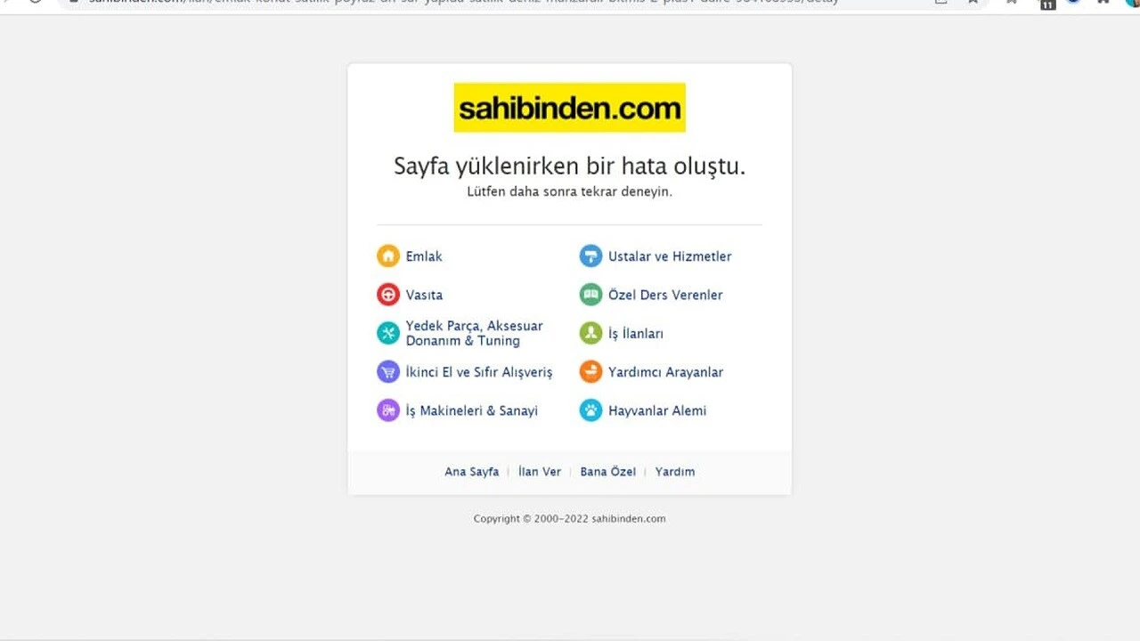 Sahibinden.com çöktü: Erişim sorunu yaşanıyor