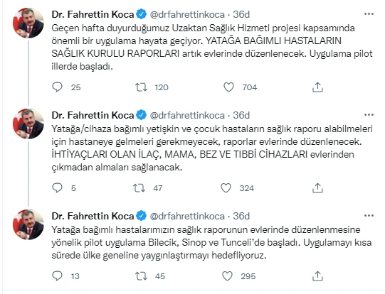 Son dakika! Bakan Koca duyurdu: Uzaktan Sağlık Hizmeti 3 ilde başladı