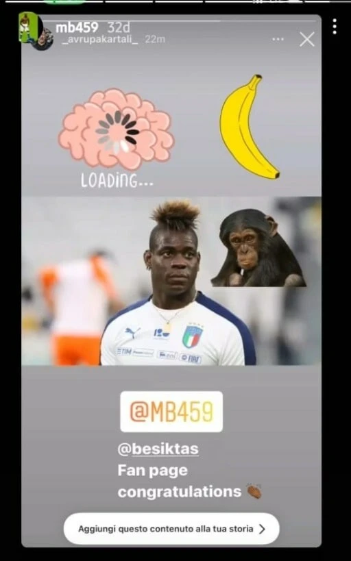 Mario Balotelli, kendisine ırkçılık yapan Beşiktaş fan sayfasına tepki gösterdi
