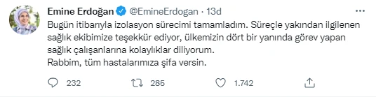 Son dakika! Emine Erdoğan koronavirüsü atlattı