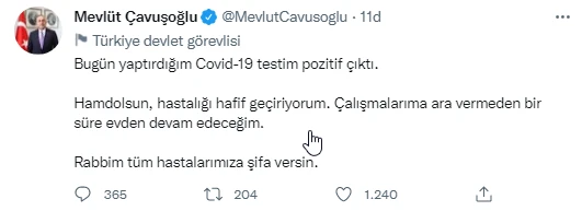 Son dakika! Dışişleri Bakanı Mevlüt Çavuşoğlu koronavirüse yakalandı