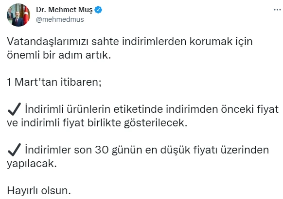 Son dakika! Bakan Muş açıkladı: Marketlerin indirim oyununa etiket ayarı