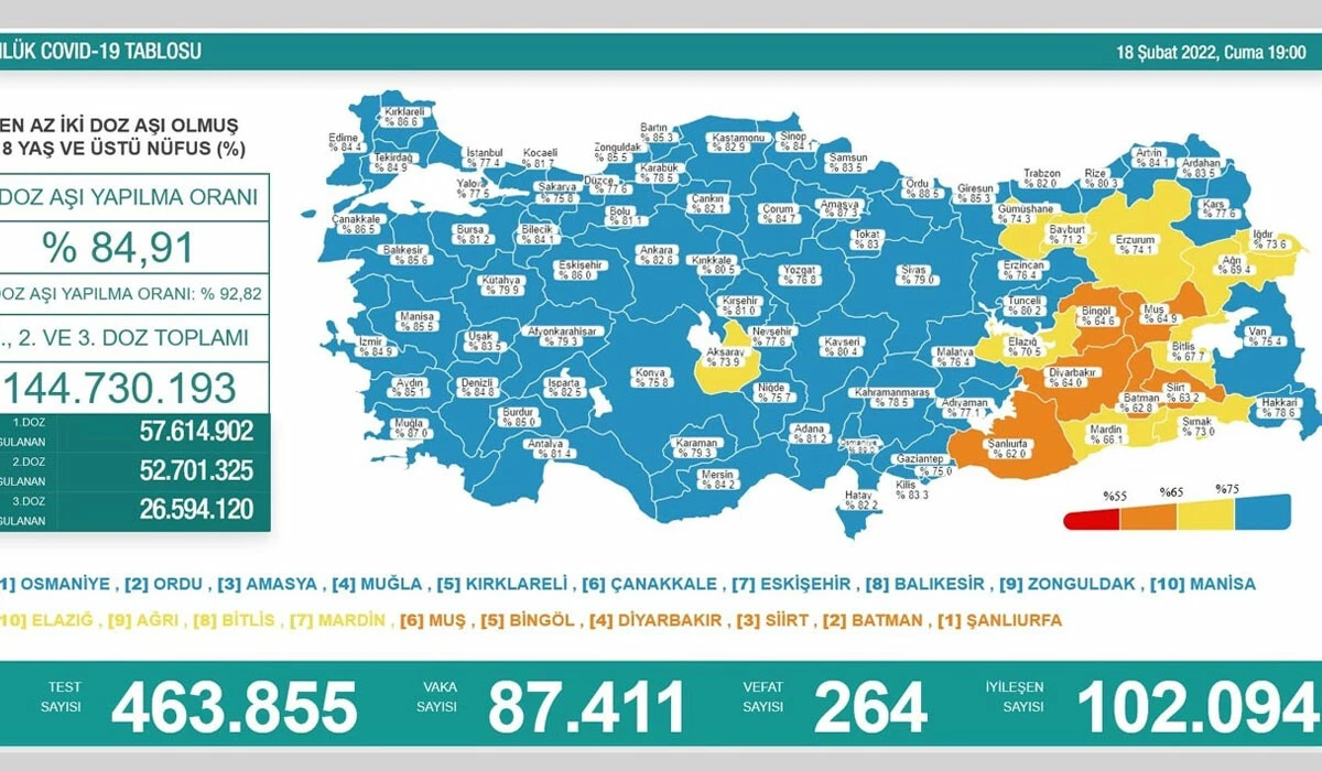 19 Şubat koronavirüs tablosu açıklandı! Vaka sayısı 80 bine indi