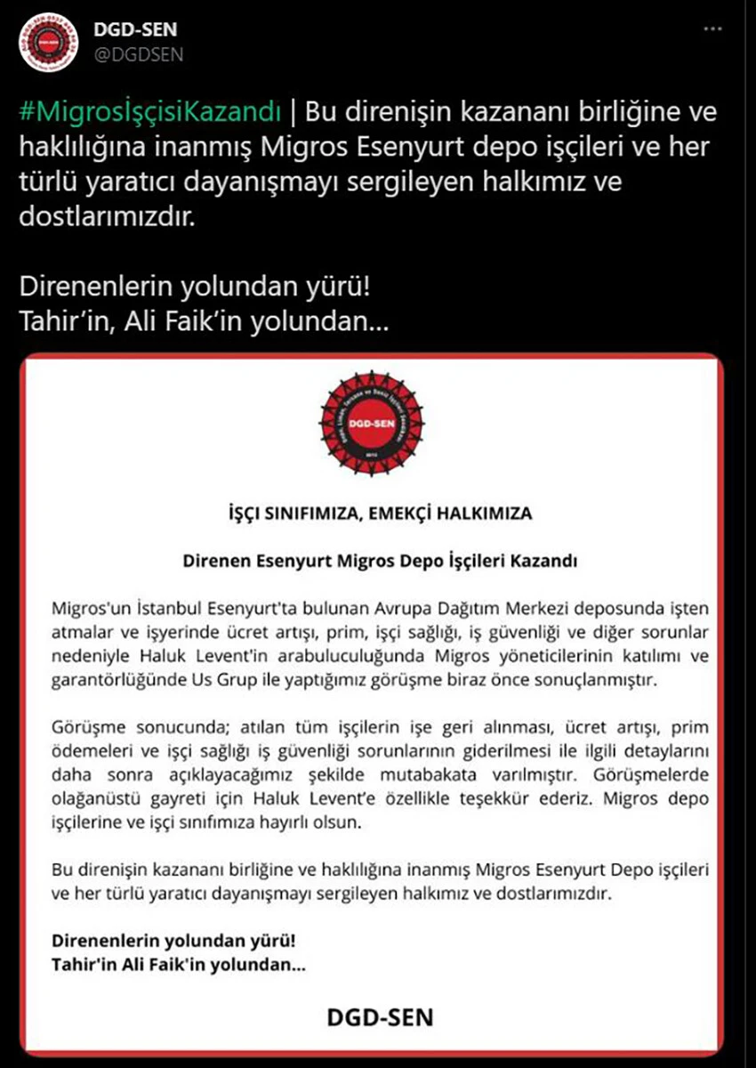 Migros çalışanlarının eyleminde mutlu son! Haluk Levent arabulucu oldu taraflar uzlaşma sağladı