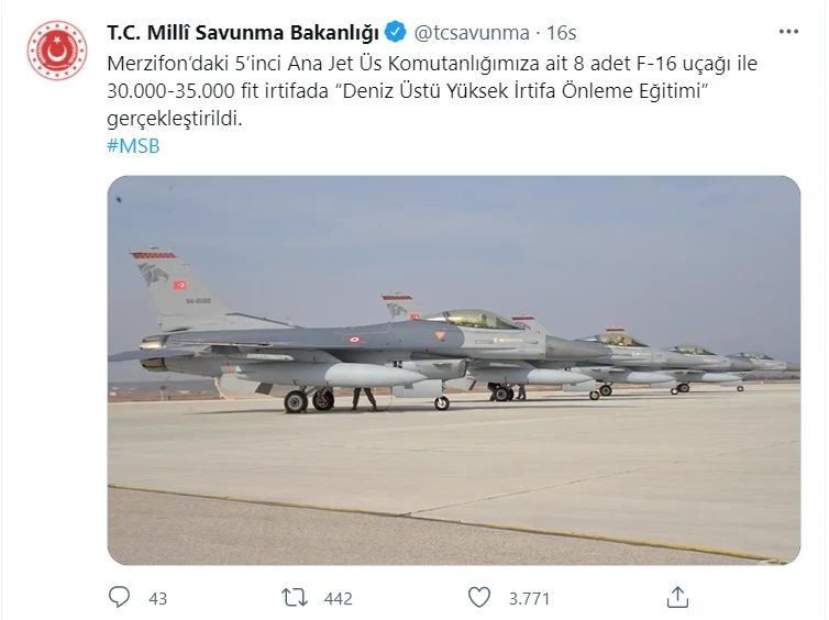 MSB F-16’ların muhteşem görüntüsünü paylaştı! 30.000-35.000 fit irtifa