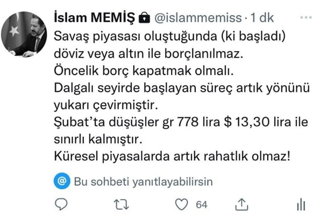 İslam Memiş'ten altın ve döviz yatırımcısına 'savaş' uyarısı: Tüm ezberler bozuldu