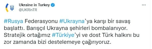 Ukrayna'dan Türkiye'ye çağrı: Bizi destekleyin