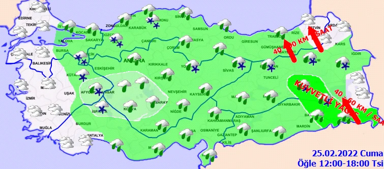 Meteoroloji'den birçok ile sarı kodlu uyarı: Yağmur ve kar şiddetli geliyor (25 Şubat hava durumu)