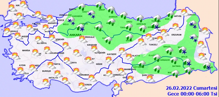 Meteoroloji'den birçok ile sarı kodlu uyarı: Yağmur ve kar şiddetli geliyor (25 Şubat hava durumu)