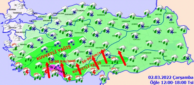 Meteoroloji'den birçok ile uyarı: Yağışlar yurdu etkisi altına aldı (2 Mart hava durumu)