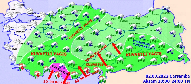 Meteoroloji'den birçok ile uyarı: Yağışlar yurdu etkisi altına aldı (2 Mart hava durumu)