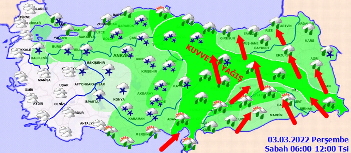 Meteoroloji uyardı! Kuvvetli kar yağışı geliyor (3 Mart hava durumu)