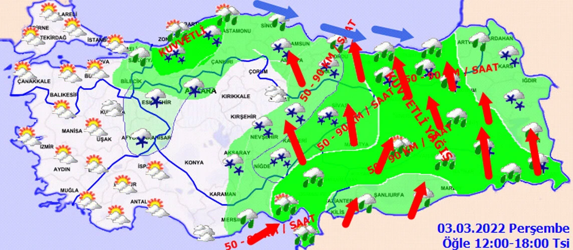 Meteoroloji uyardı! Kuvvetli kar yağışı geliyor (3 Mart hava durumu)