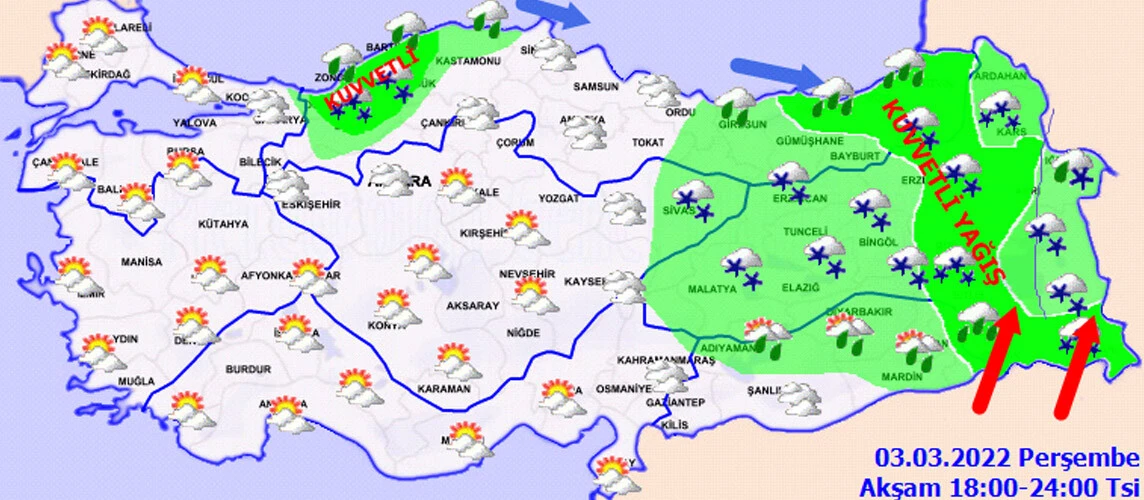 Meteoroloji uyardı! Kuvvetli kar yağışı geliyor (3 Mart hava durumu)