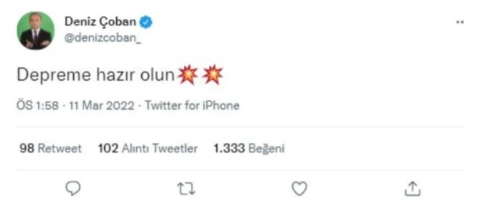 Eski hakem Deniz Çoban'dan gündem olacak paylaşım: Depreme hazır olun