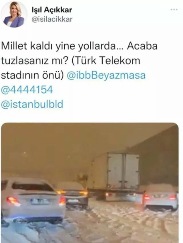 TRT spikerinin kar paylaşımı olay oldu! ‘Acaba yolları tuzlasanız mı?’