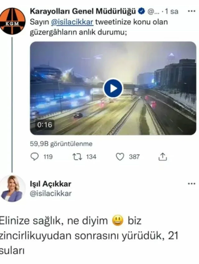 TRT spikerinin kar paylaşımı olay oldu! ‘Acaba yolları tuzlasanız mı?’