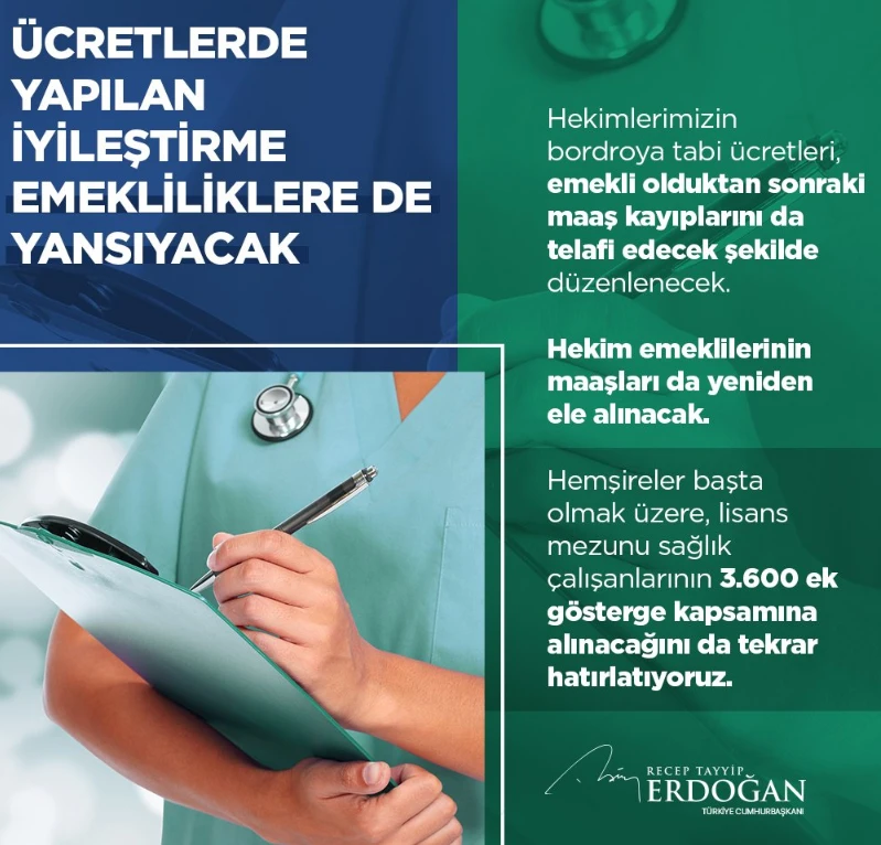 Cumhurbaşkanı Erdoğan'dan sağlık çalışanlarına 5 yeni müjde!
