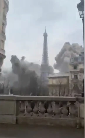 Ukraynalılardan Avrupalıların tüylerini ürperten video! Eyfel'e de bombalar yağdı