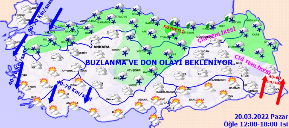 Meteoroloji'den 22 il için sarı ve turuncu kodlu uyarı (20 Mart hava durumu)