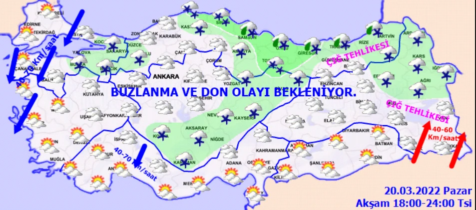 Meteoroloji'den 22 il için sarı ve turuncu kodlu uyarı (20 Mart hava durumu)