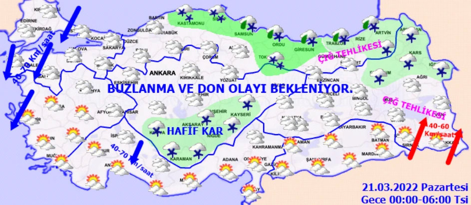Meteoroloji'den 22 il için sarı ve turuncu kodlu uyarı (20 Mart hava durumu)