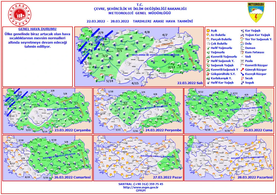 Meteoroloji'den kar uyarısı (22 Mart hava durumu)