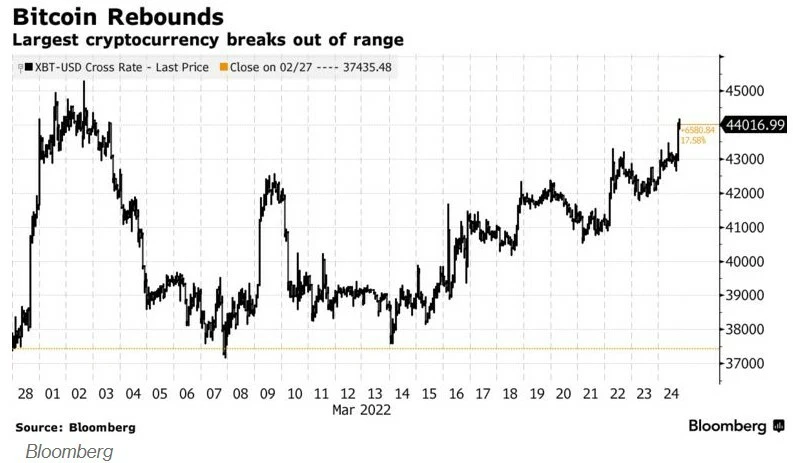 Bitcoin yeniden yükselişte: Son bir ayda ilk kez 44.000 doların üzerine çıktı