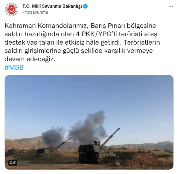 Son dakika! MSB duyurdu: Barış Pınarı'nda 4 terörist öldürüldü