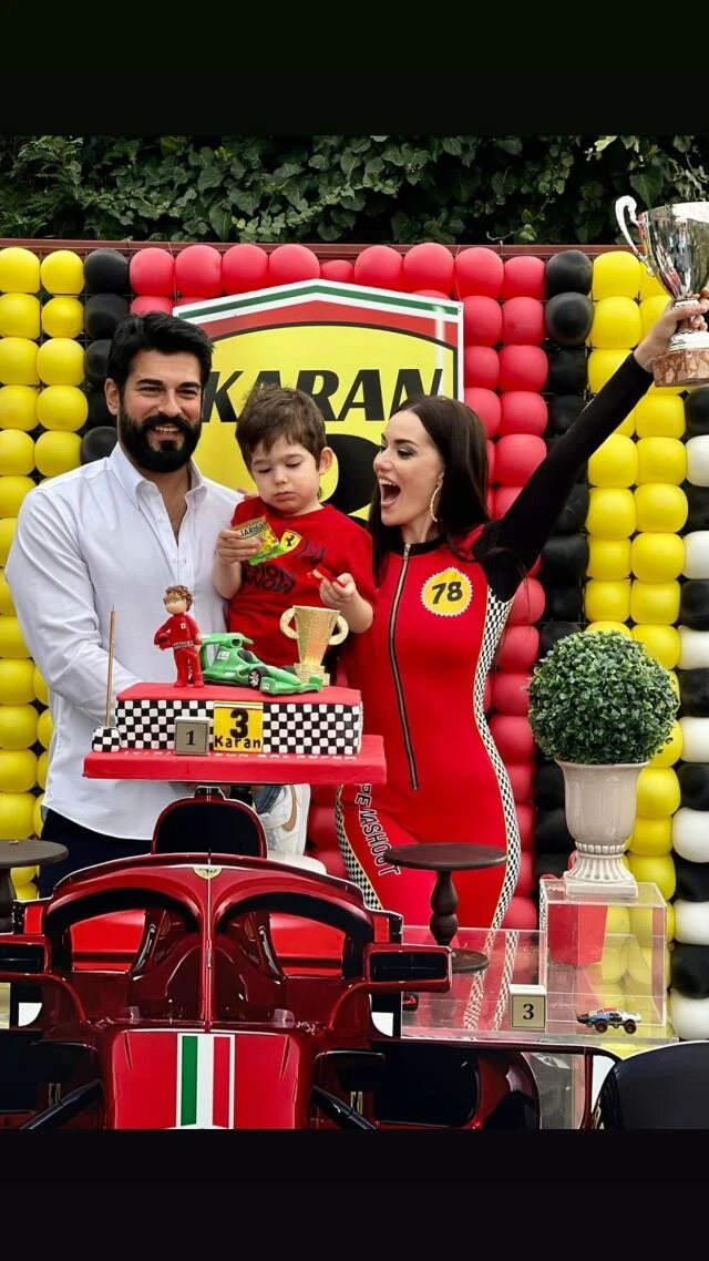 Fahriye Evcen ve Burak Özçivit'ten oğulları Karan'a Ferrari'li kutlama