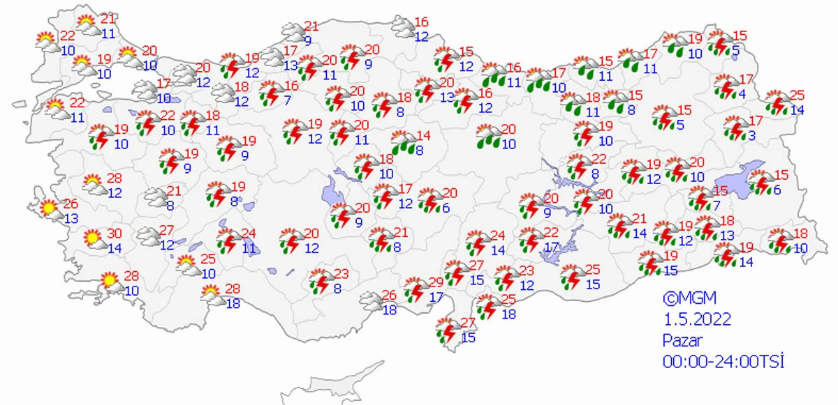 Meteoroloji haritayı paylaştı! Bayramda hava bozacak, ziyaretlere şemsiyesiz gitmeyin