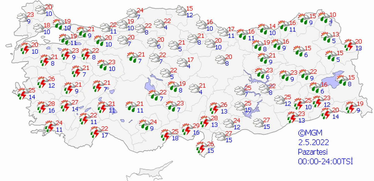 Meteoroloji haritayı paylaştı! Bayramda hava bozacak, ziyaretlere şemsiyesiz gitmeyin