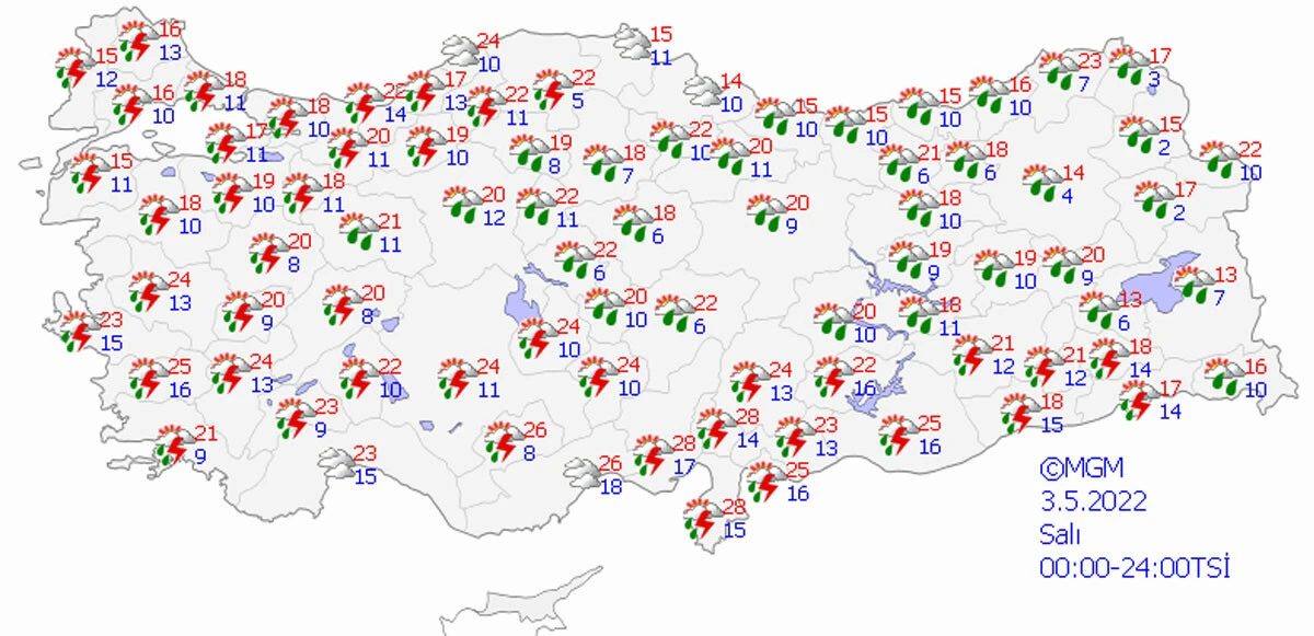 Meteoroloji haritayı paylaştı! Bayramda hava bozacak, ziyaretlere şemsiyesiz gitmeyin