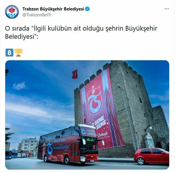 Trabzon Büyükşehir Belediyesi'nden Fenerbahçelileri çıldırtan paylaşım!