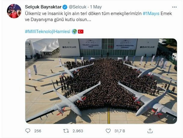 Selçuk Bayraktar'dan Ramazan Bayramı paylaşımı: Mini İHA’dan, Bayraktar KIZILELMA’ya bayramlaştık