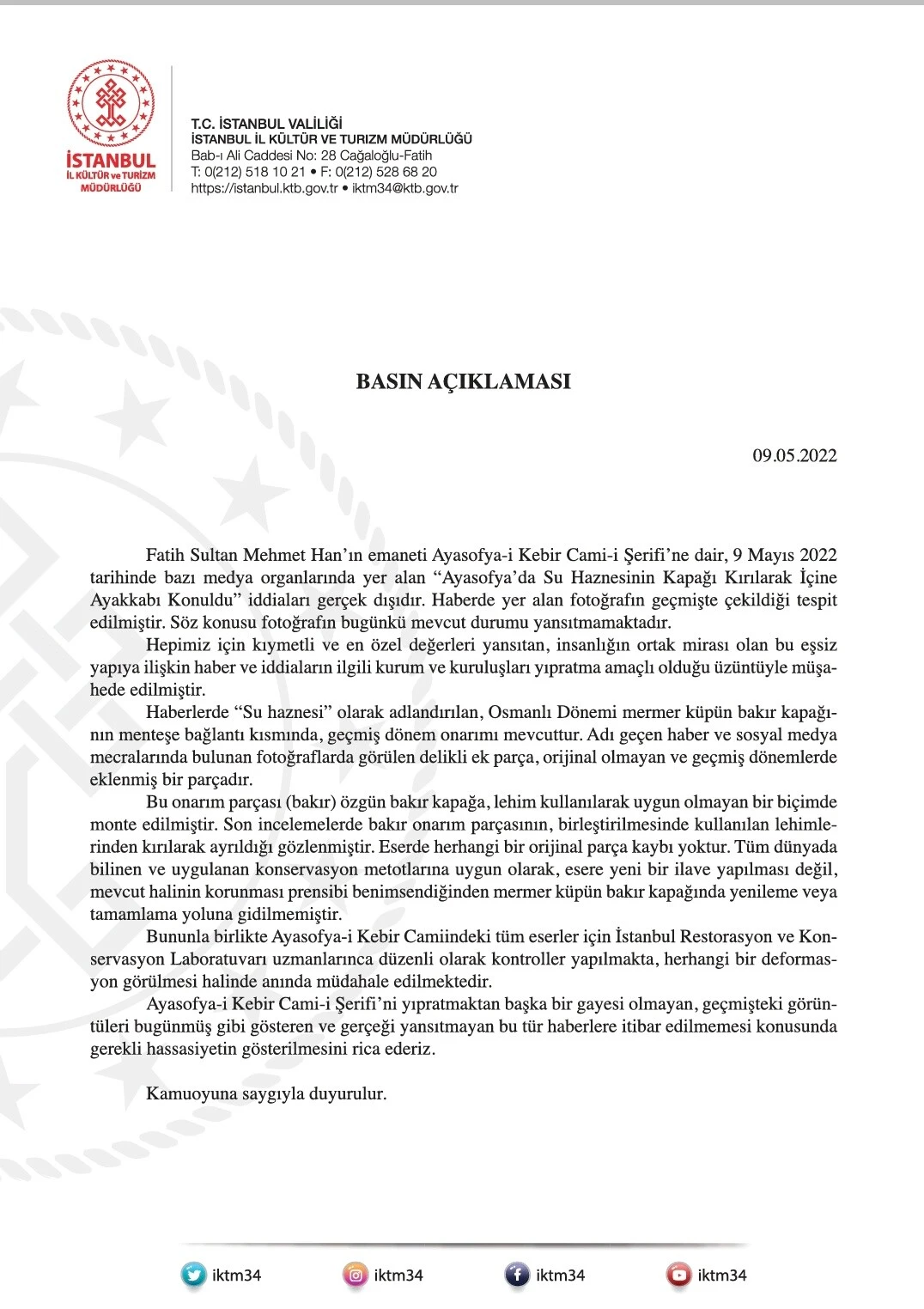 Ayasofya'da tahribat iddiası yalanlandı